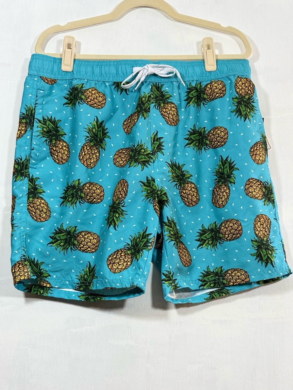 Men’s Turquoise Pineapple Print Swim Trunks